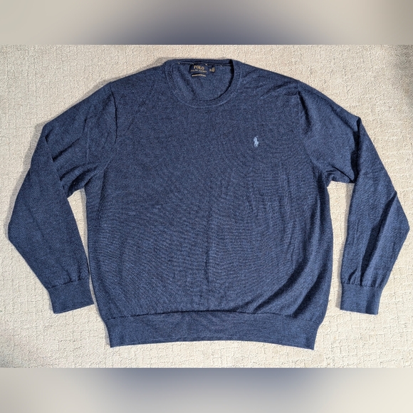 Polo Ralph Lauren Men's XXL Washable Merino Wool Crewneck Sweater Blue Heather - Picture 4 of 9
